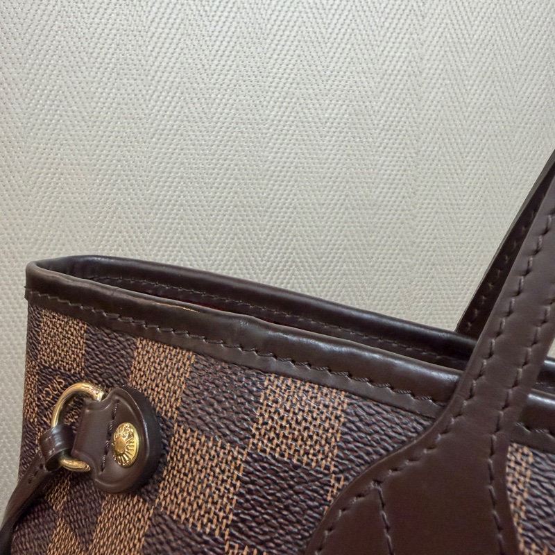 LV 咖格金釦Neverfull PM手提肩背托特包N51109-16