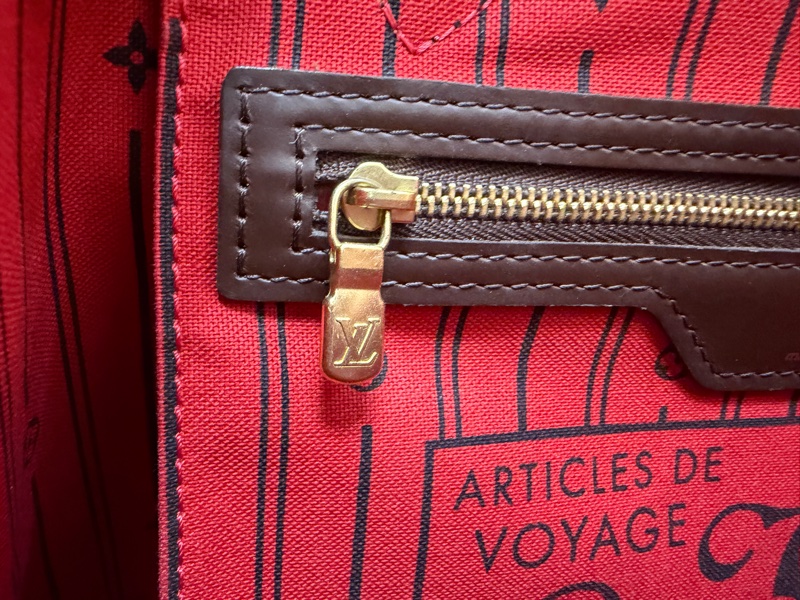 LV 咖格金釦Neverfull PM手提肩背托特包N51109-20