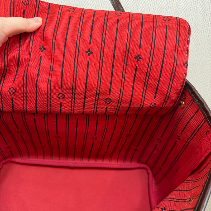 LV 咖格金釦Neverfull PM手提肩背托特包N51109-21