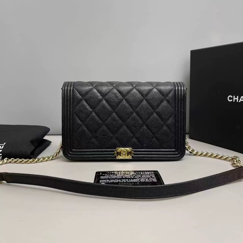 爆款!Chanel 香奈兒 Leboy Woc 黑金 保卡款-0