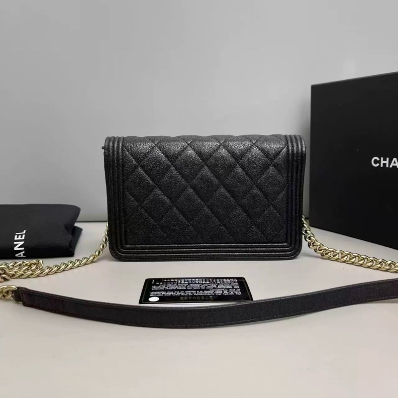 爆款!Chanel 香奈兒 Leboy Woc 黑金 保卡款-1