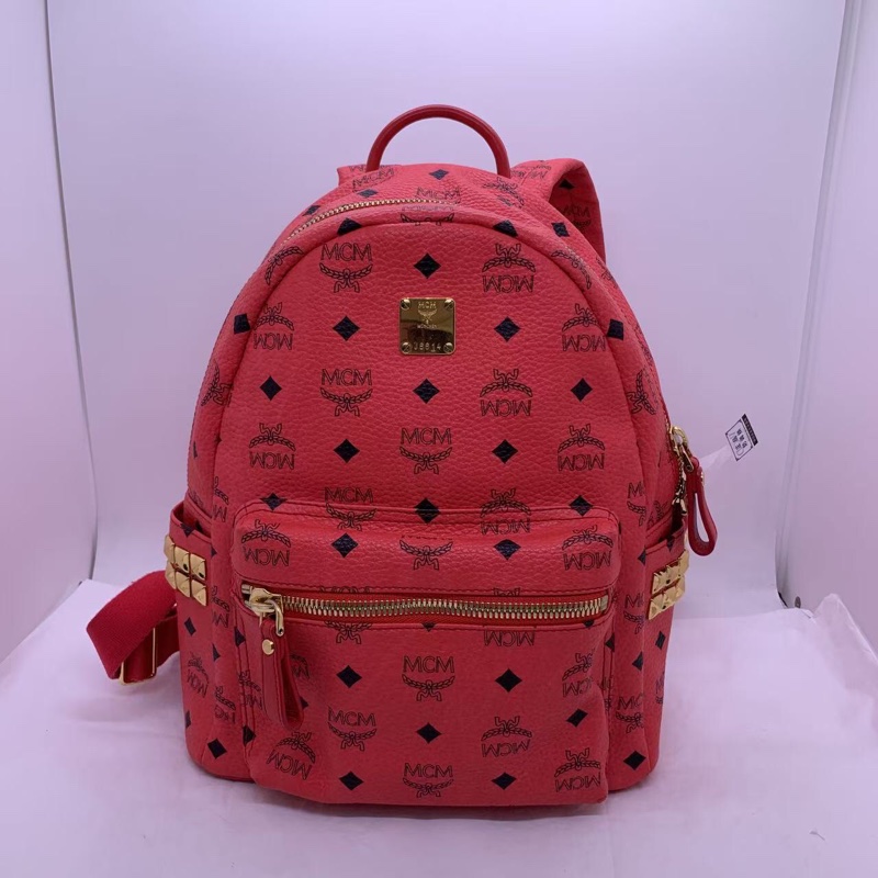 二手 mcm 雙肩包小號西瓜紅-0