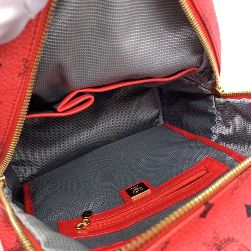 二手 mcm 雙肩包小號西瓜紅-4