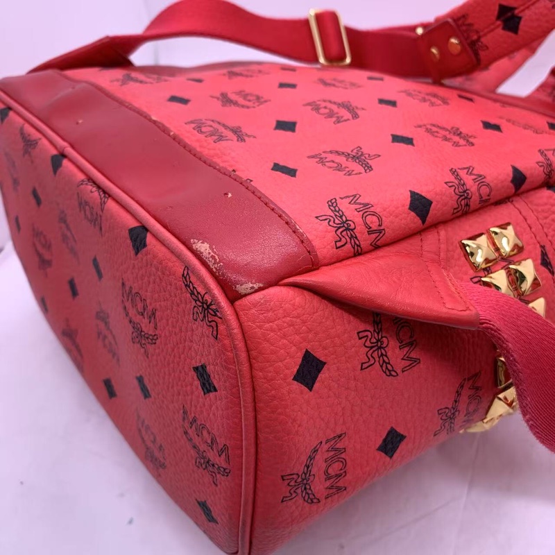 二手 mcm 雙肩包小號西瓜紅-7