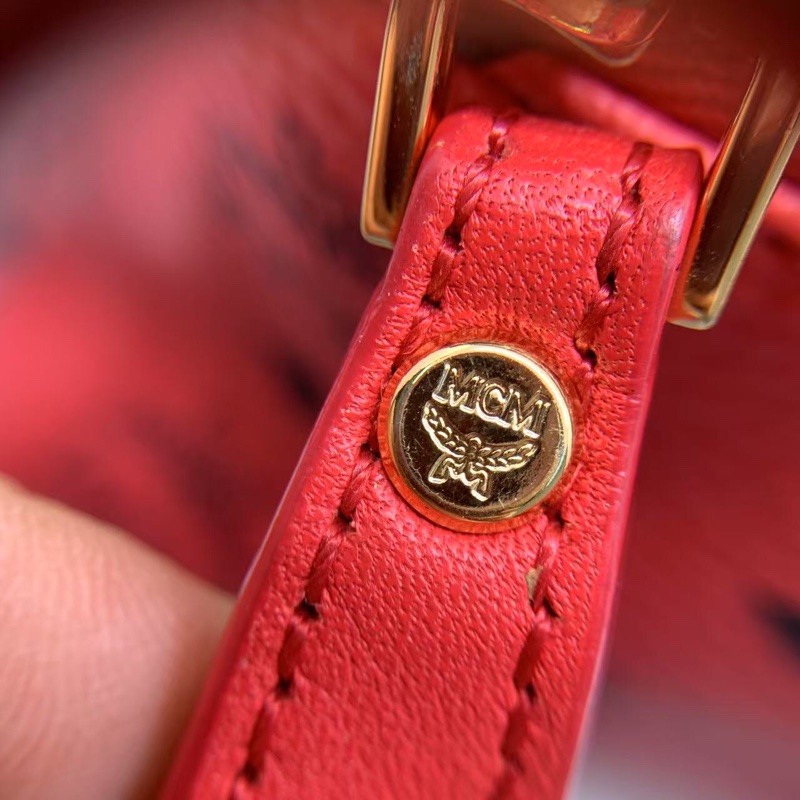 二手 mcm 雙肩包小號西瓜紅-10