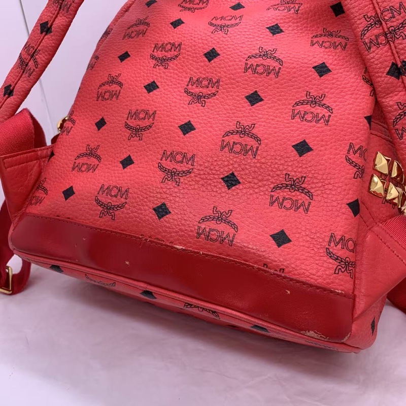 二手 mcm 雙肩包小號西瓜紅-13