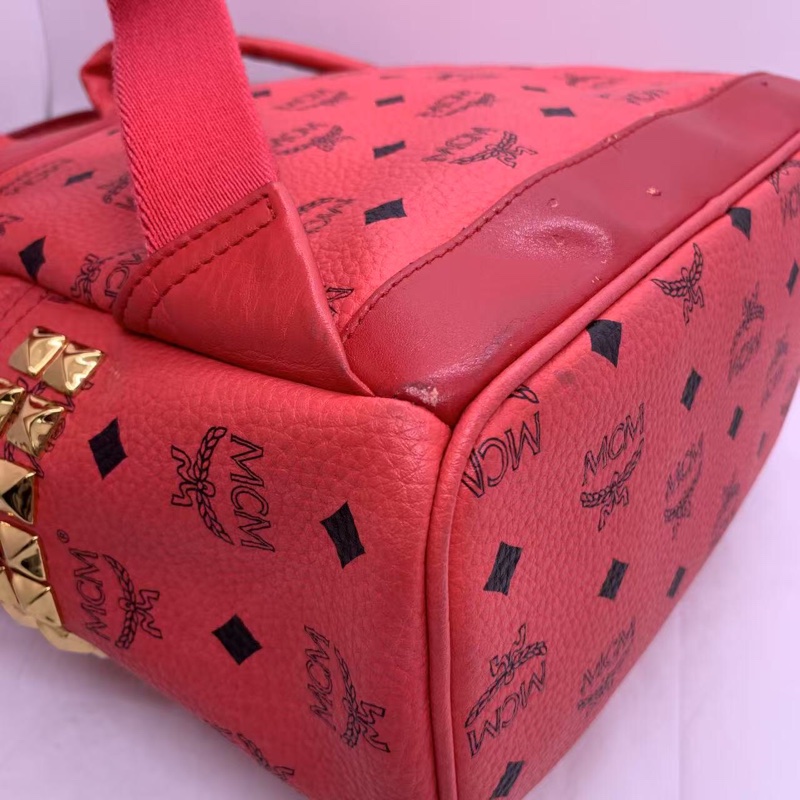 二手 mcm 雙肩包小號西瓜紅-16
