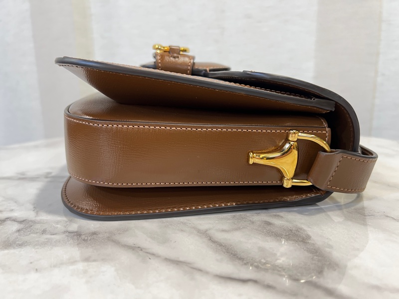 Gucci Pvc 咖牛皮金釦1955馬銜下蓋肩斜背包-3