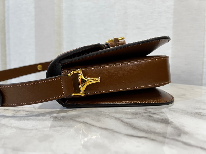 Gucci Pvc 咖牛皮金釦1955馬銜下蓋肩斜背包-5
