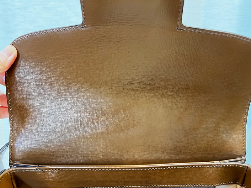 Gucci Pvc 咖牛皮金釦1955馬銜下蓋肩斜背包-10