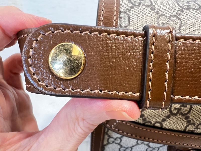 Gucci Pvc 咖牛皮金釦1955馬銜下蓋肩斜背包-15