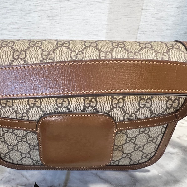 Gucci Pvc 咖牛皮金釦1955馬銜下蓋肩斜背包-19