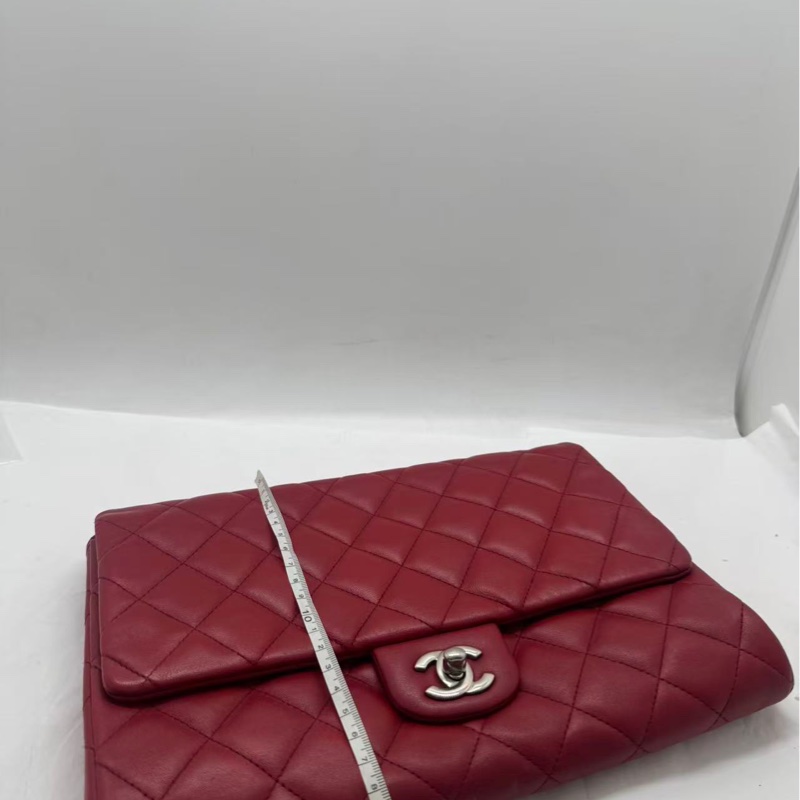 CHANEL香奈兒經典單蓋鏈條手拿包/肩背包,紅色-6