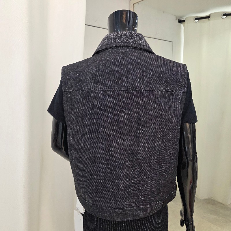 Hermès 毛領牛仔背心 42-1