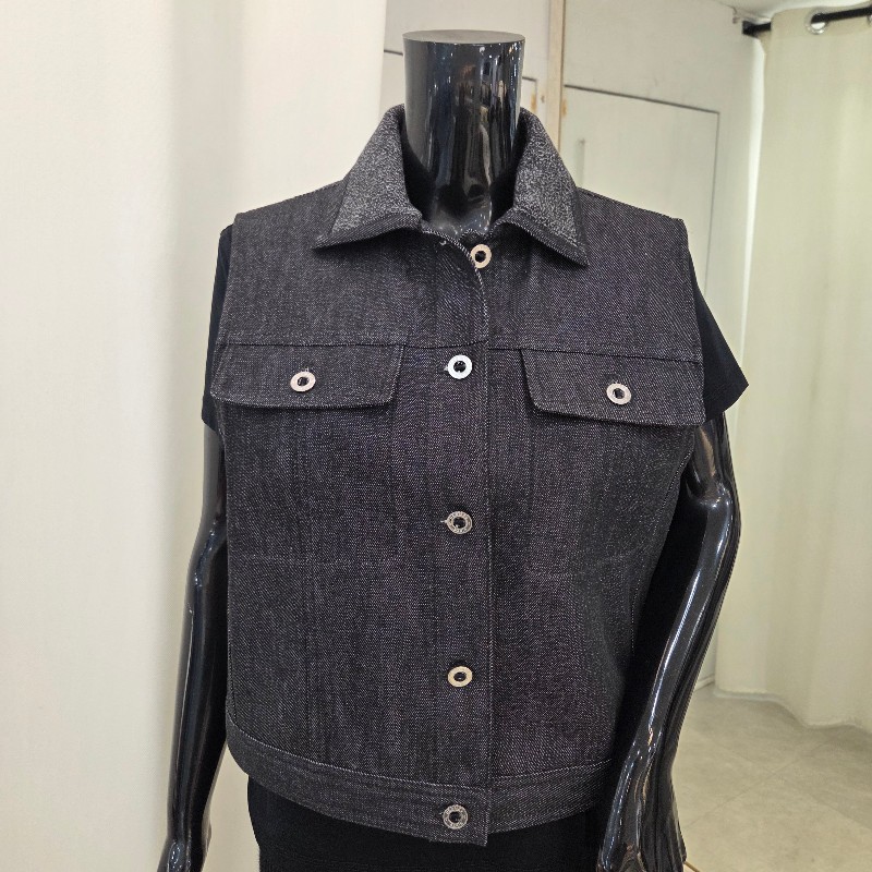 Hermès 毛領牛仔背心 42-2