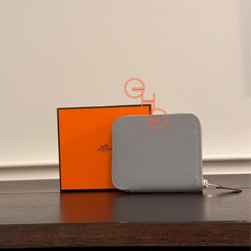 Hermes Silk in compact Wallet短夾銀包 /Gris Pantin/ /PHW/ Epsom/ K（全新品）-0