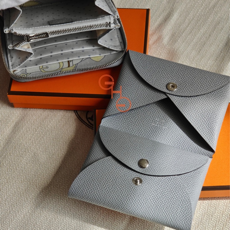 Hermes Silk in compact Wallet短夾銀包 /Gris Pantin/ /PHW/ Epsom/ K（全新品）-2