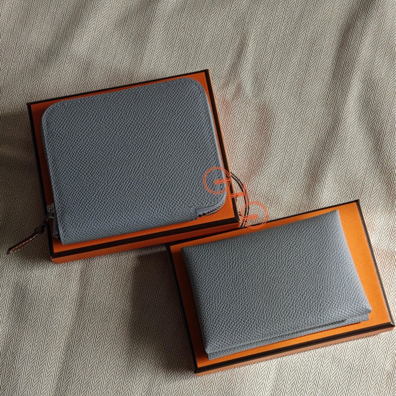 Hermes Silk in compact Wallet短夾銀包 /Gris Pantin/ /PHW/ Epsom/ K（全新品）-3