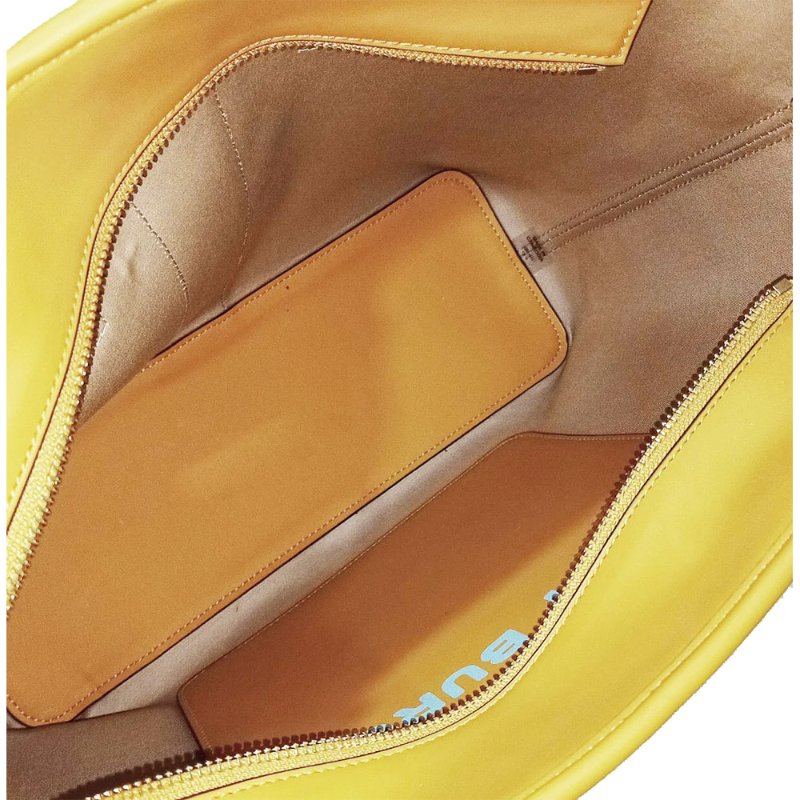 【TORY BURCH】雙T-LOGO拼接皮革托特包-黃色-3