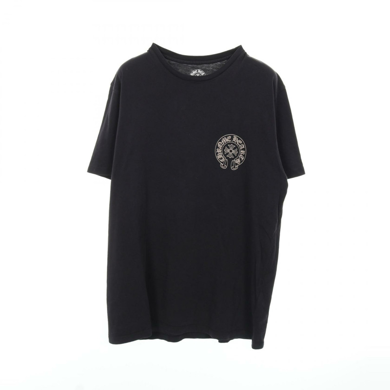 鉻心牌馬蹄鐵圖案T卹，純棉材質，黑色，二手男款-0