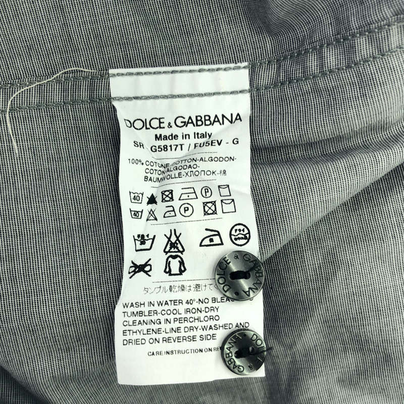 DOLCE & GABBANA 長袖襯衫，純棉，灰色，二手，男女通用-5