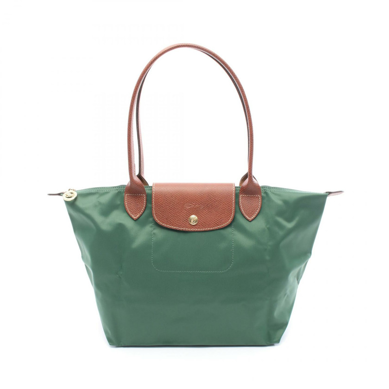 Longchamp LE PLIAGE ORIGINAL M LE PLIAGE ORIGINAL M 手提包 L2605089P95 帆布皮革 綠色棕色 全新 女士-0