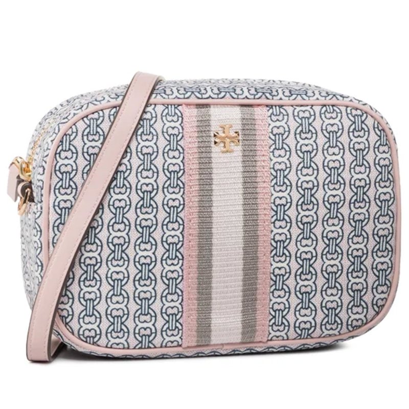 【TORY BURCH】印花尼龍斜背包-粉紅色-0