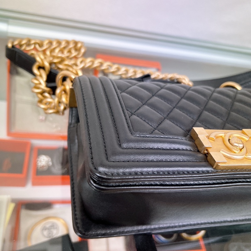 Chanel boy 20 芯片款 黑金小號-2