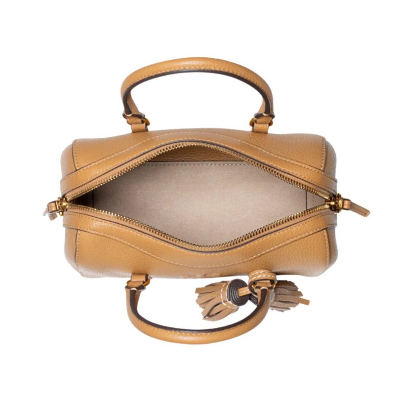 【TORY BURCH】雙T-LOGO素面皮革兩用包-駝色-2