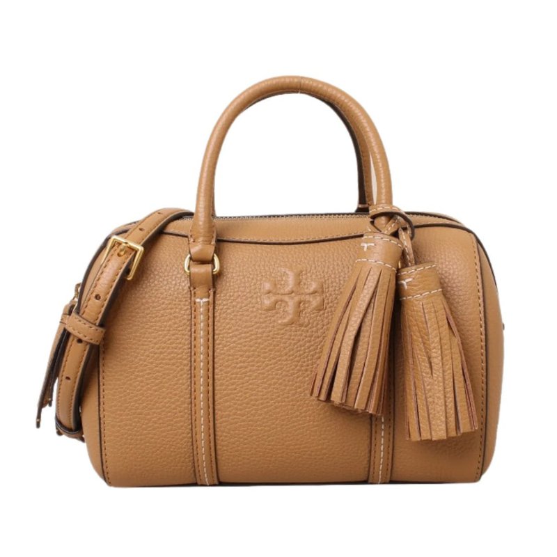 【TORY BURCH】雙T-LOGO素面皮革兩用包-駝色-4