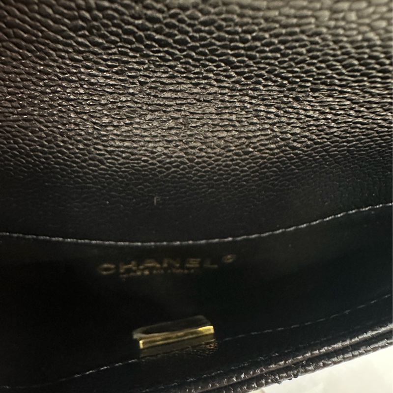 CHANEL皮穿鍊字母LOGO 金釦菱格紋腰包 黑色-4