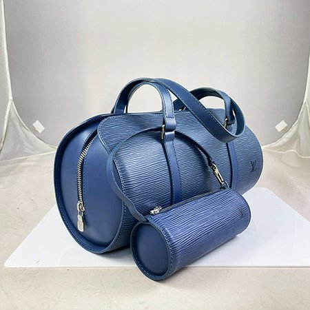 *奢華大道國際精品＊【L3286】 LV藍色EPI牛皮SOUFFLOT子母圓桶包 M52225-1