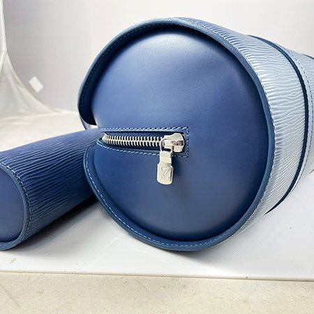 *奢華大道國際精品＊【L3286】 LV藍色EPI牛皮SOUFFLOT子母圓桶包 M52225-3