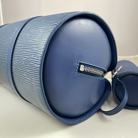 *奢華大道國際精品＊【L3286】 LV藍色EPI牛皮SOUFFLOT子母圓桶包 M52225-4