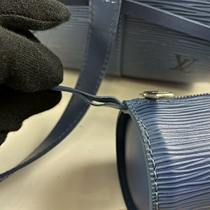 *奢華大道國際精品＊【L3286】 LV藍色EPI牛皮SOUFFLOT子母圓桶包 M52225-6