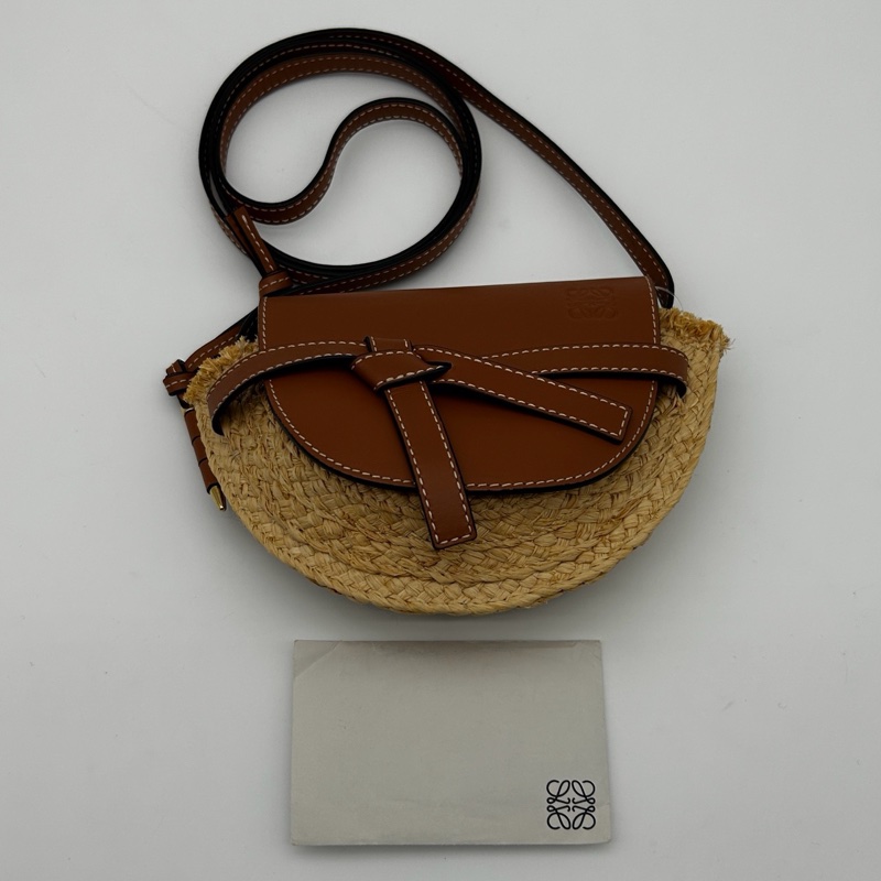 「JL精品代購」Loewe gate mini蝴蝶結馬鞍草編包-3