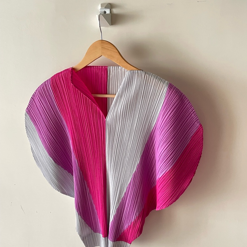 ▪️富貴選物FUGUEI▪️三宅一生PP 三拼色拼色 扇型上衣-8