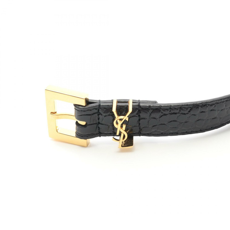 SAINT LAURENT PARIS CASSANDRE Monogram 窄腰帶 554465DND0J100085 皮革 黑色 全新 女士-1