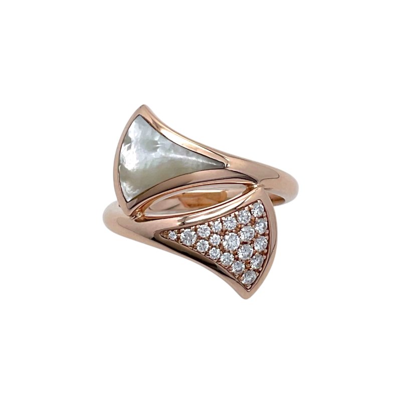 BVLGARI 寶格麗 DIVAS’ DREAM 18K 玫瑰金 珍珠母貝 鑽石 戒指-3