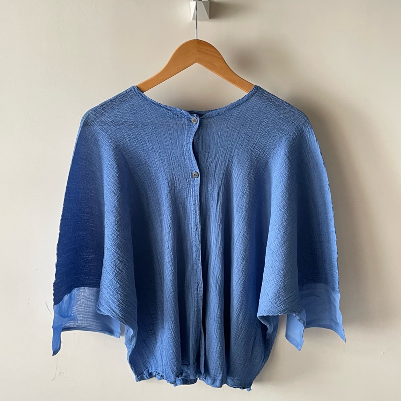 ▪️富貴選物FUGUEI▪️三宅一生ME 舒柔藍色密摺彈力 排扣造型外套-1