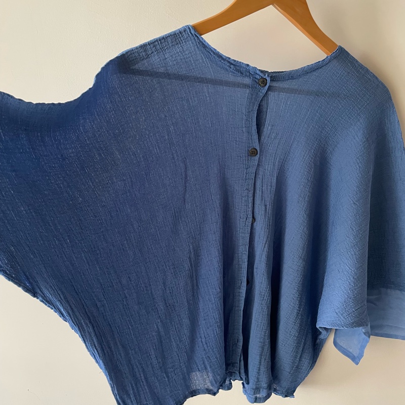 ▪️富貴選物FUGUEI▪️三宅一生ME 舒柔藍色密摺彈力 排扣造型外套-5