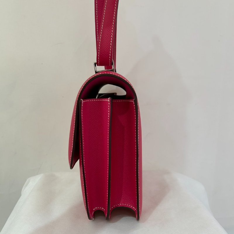 HERMES桃紅牛皮銀釦Constance 24-1