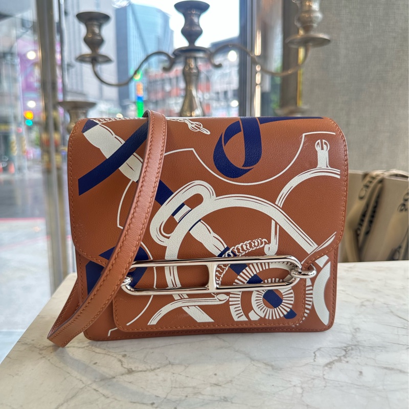 HERMES 限量彩繪豬鼻肩背包 焦糖色 Y刻-0