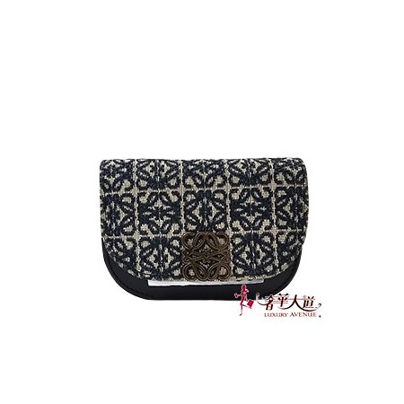 *奢華大道國際精品＊【LW219】LOEWE藍色緹花布 GOYA 卡片/零錢包-0