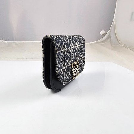 *奢華大道國際精品＊【LW219】LOEWE藍色緹花布 GOYA 卡片/零錢包-1