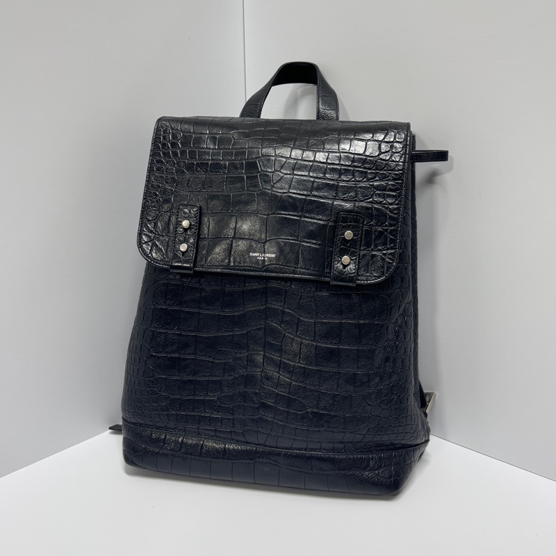 （超級新✨） YSL 聖羅蘭 鱷魚紋後背包🎒 專櫃12萬！-22