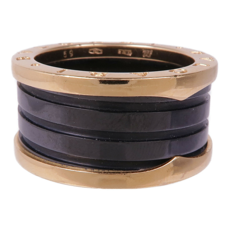 BVLGARI 18K玫瑰金/陶瓷B-zero 3 Band Ring戒指BVLGARI#59/US#8-1