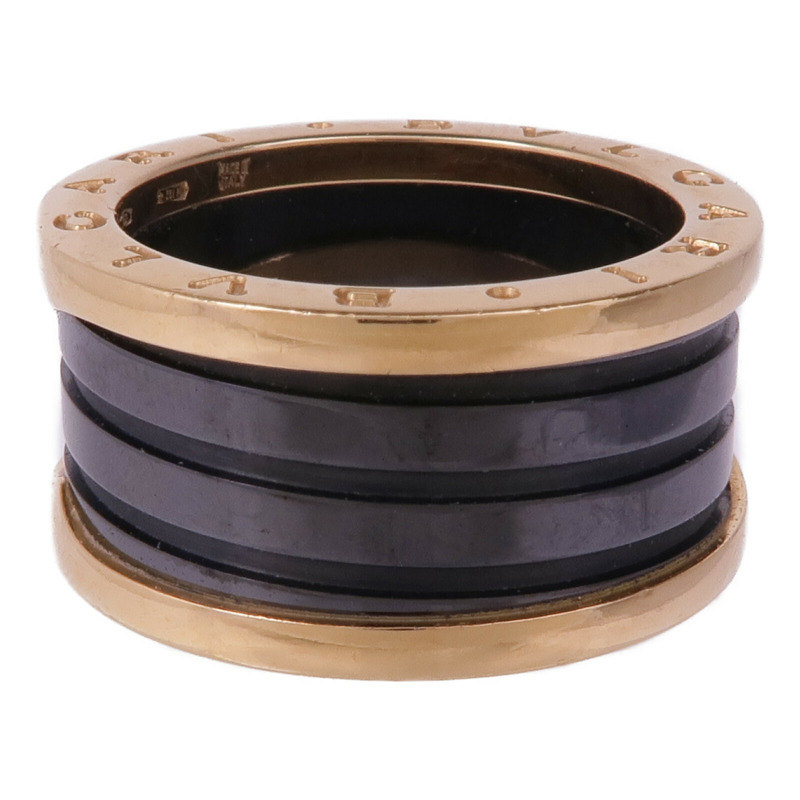BVLGARI 18K玫瑰金/陶瓷B-zero 3 Band Ring戒指BVLGARI#59/US#8-3