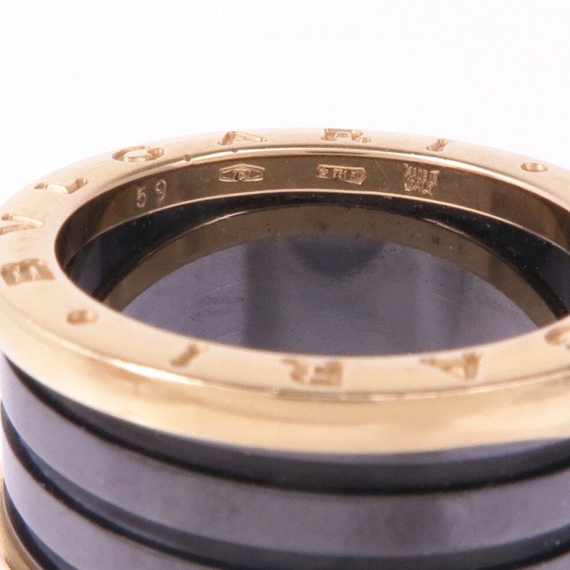 BVLGARI 18K玫瑰金/陶瓷B-zero 3 Band Ring戒指BVLGARI#59/US#8-4