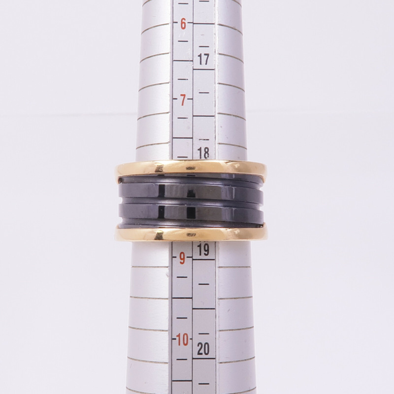 BVLGARI 18K玫瑰金/陶瓷B-zero 3 Band Ring戒指BVLGARI#59/US#8-8